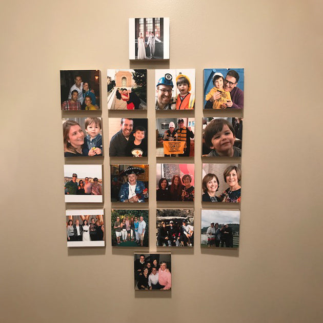 Customer photo wall of mixed-size Shiner blocks