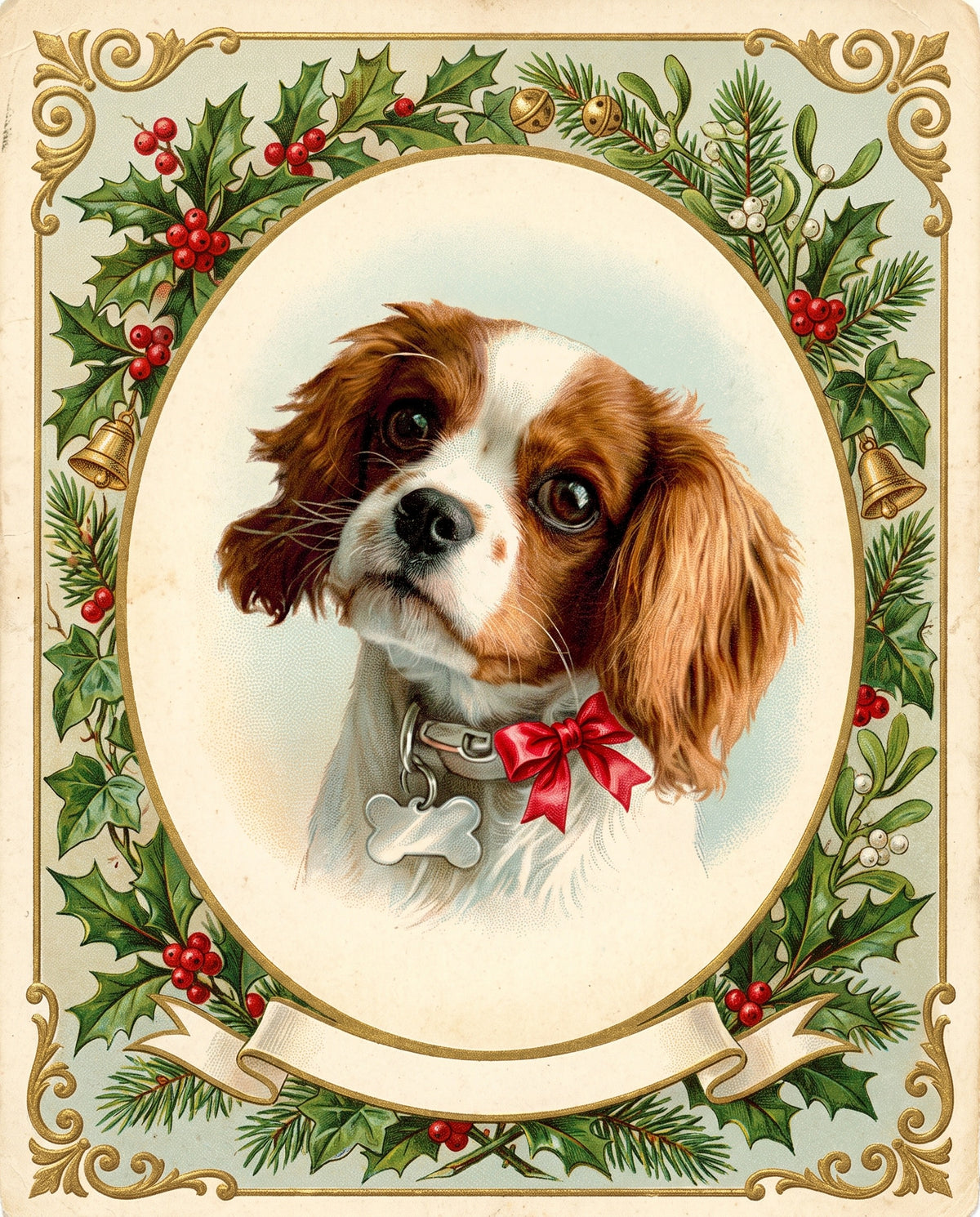 Painted pet portrait Christmas card