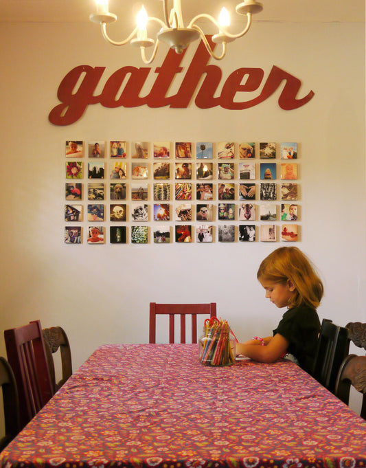 Wall Art Photo Set - Easy-to-Hang - 4" x 4" Wooden Photo Blocks - Installation kit included, Wooden Photo Block Grid, Home Decor