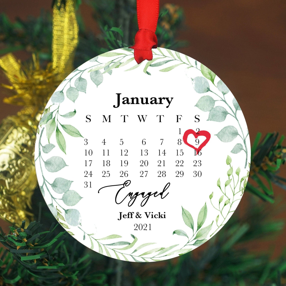 Personalized Engaged Ornament - Custom Ornament - Engagement Announcement Calendar- Couples Ornament -Wedding Ornament - Gift for the CoupleShinerDecor
