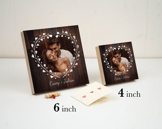Gifts For Boyfriend Valentines Day Printed - 4" or 6" Magnetic Wood Photo Block - Personalized Valentines Gift For Him - Valentine's Gift