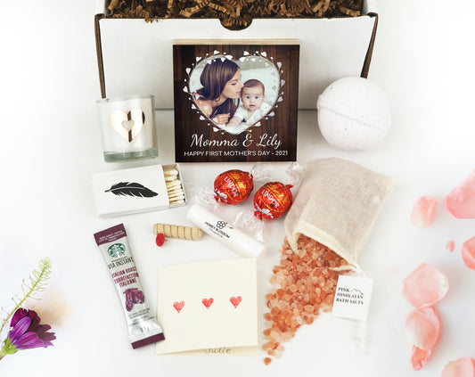 Personalized First Mother's Day Gift Box - Photo Frame 4" or 6" Gift Box - Mother's Day Frame -New Mom Gift Box- Gift for Mom -New Baby Gift