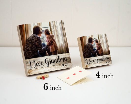 Mother's Day Gift for Grandma- 4" or 6" Personalized Photo Block - Grandma Gift - Personalized Mother's Day Gift Frame - Granny Photo Gift