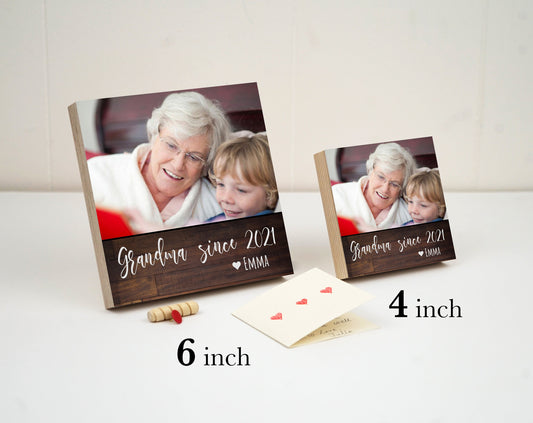 Mother's Day Gift for Grandma- 4" or 6" Personalized Photo Block - Grandma Gift - Personalized Mother's Day Gift Frame - Grandma Since 2021