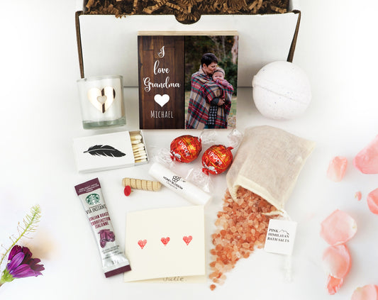 Personalized Mother's Day Gift Box for Grandma - 4" or 6" Photo Block - Grandma Gift Box - Mother's Day Gift Frame - Grandma Frame