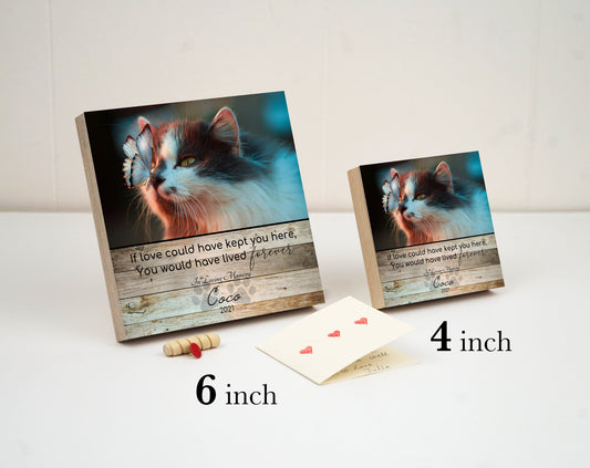 Personalized Cat Memorial Printed 4" or 6" - Wood Photo Block - Cat Memorial Frame - Cat Keepsake - Cat Sympathy Gift For Cat Loss Pet Loss