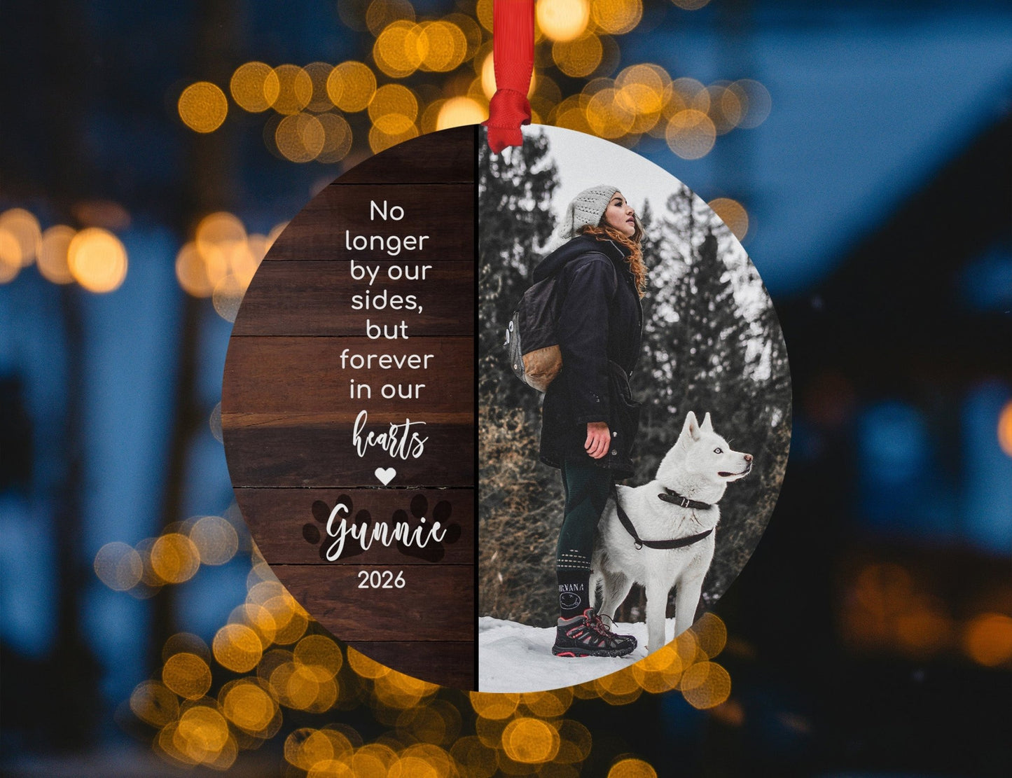 Custom Dog Memorial Ornament with Photo, Name & YearShiner Photo