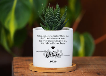 Custom Dog Memorial Planter with Photo, Name & Live PlantShiner Photo