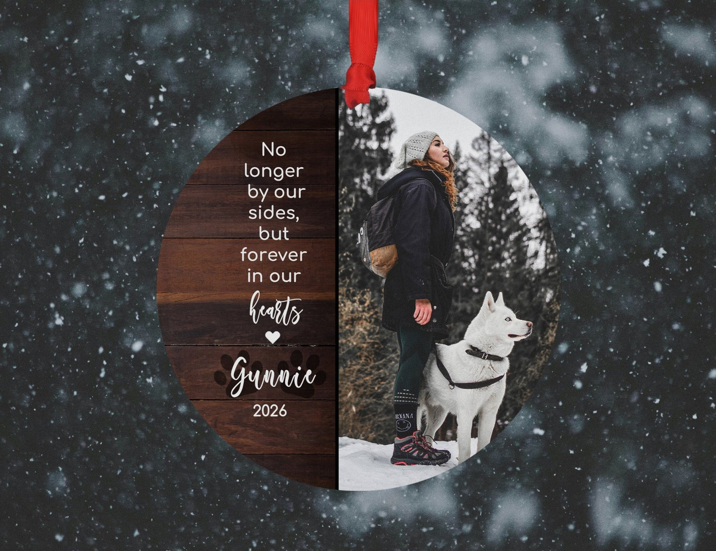 Custom Dog Memorial Ornament with Photo, Name & YearShiner Photo