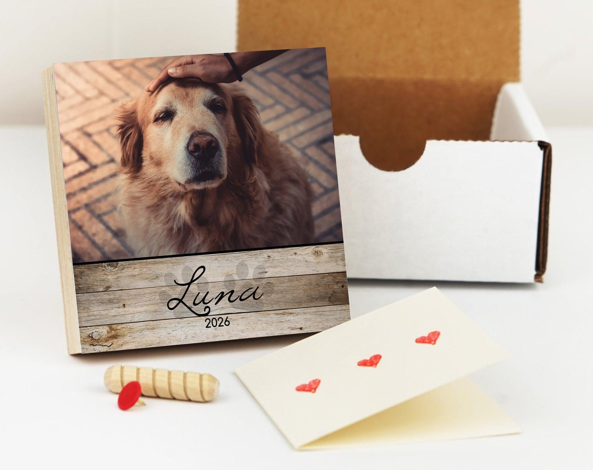 Custom Dog Memorial Photo Block with Photo, Name & DatesShiner Photo