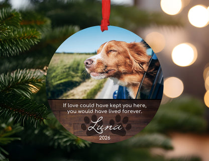 Custom Dog Memorial Ornament with Photo, Name & YearShiner Photo