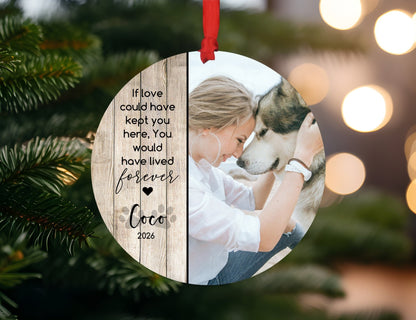 Custom Dog Memorial Ornament with Photo, Name & YearShiner Photo