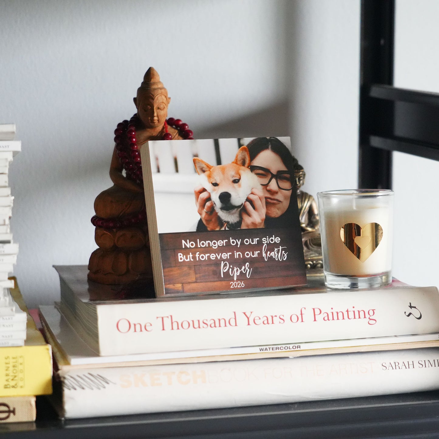 Custom Dog Memorial Photo Block with Photo, Name & DatesShiner Photo