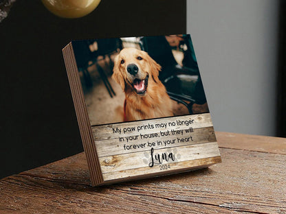 Paw prints forever in your heart memorial photo block
