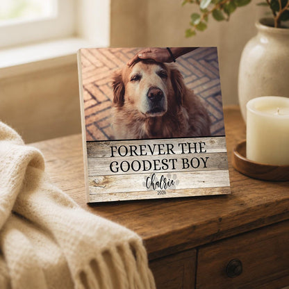 "Forever the Goodest Boy" Dog Memorial Photo Block