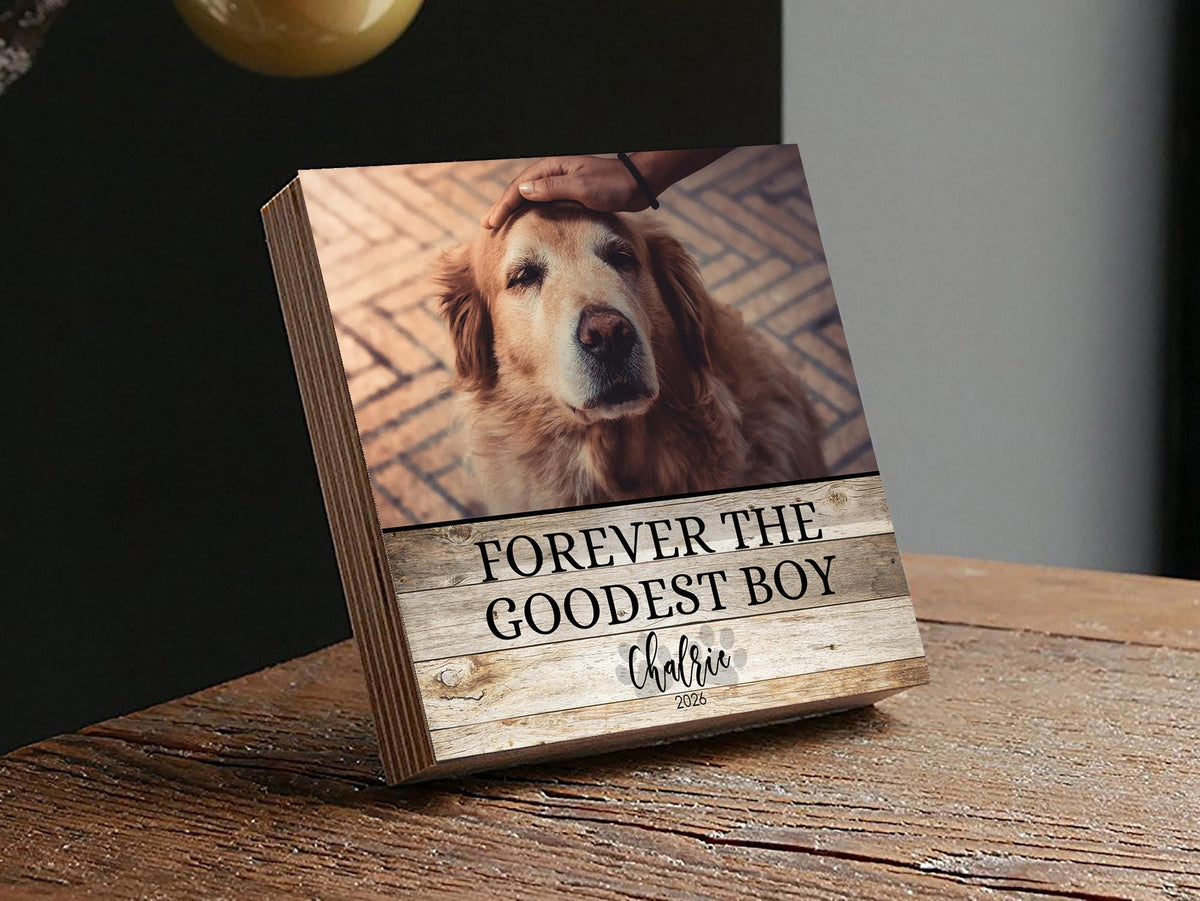 "Forever the Goodest Boy" Dog Memorial Photo Block
