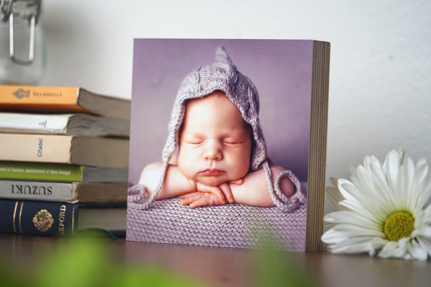 Custom Newborn Baby Photo Frame - Custom New Baby Photo Block - 4" x 4" - Wooden Photo Nursery Decor - Baby Boy Gift Block Print