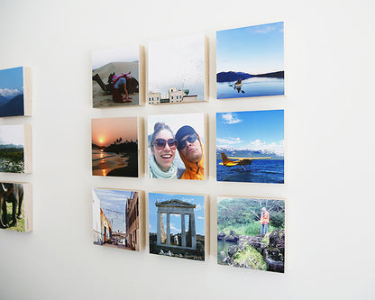 Custom Travel Photo Collage On Wood Blocks - Photo On Wood, Travel Photo Display, Custom Photo Wall - Shiner Photo