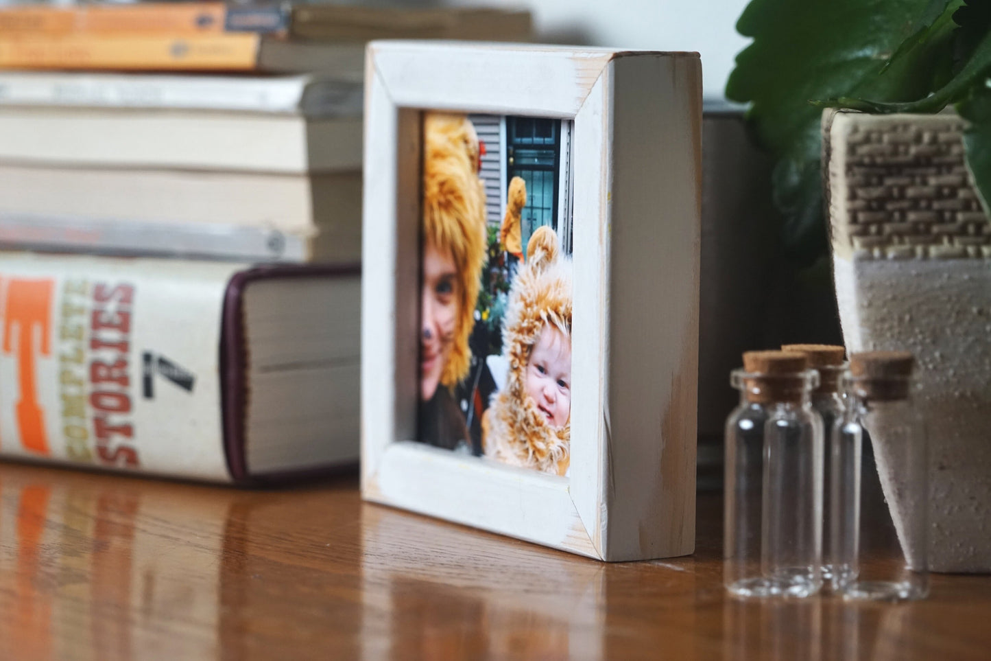 Custom Photo on Wood with Rustic Frame - Farmhouse Wooden Photo Block With Magnet Back, Standing Desk Frame, Rustic Country Decor