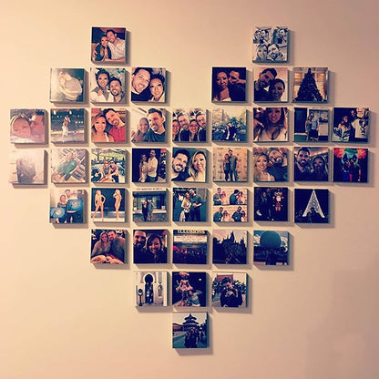 Wall Art Photo Set - Easy - to - Hang - 4" x 4" Wooden Photo Blocks - Installation kit included, Wooden Photo Block Grid, Home Decor - Shiner Photo