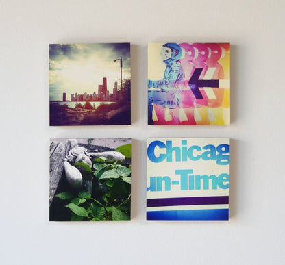 PRINTED MAGNETIC BLOCKS Set of 4 - Custom Family Photo Prints On Wood - Family Picture Wall - Start a Family Photo Wall! - Mom Gift - Shiner Photo