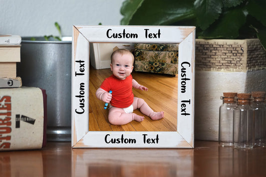 Photo On Wood With Personalized Rustic Frame, Easy-To-Hang Wall Decor, Strong Magnetic Picture Frame, Any Custom Text!