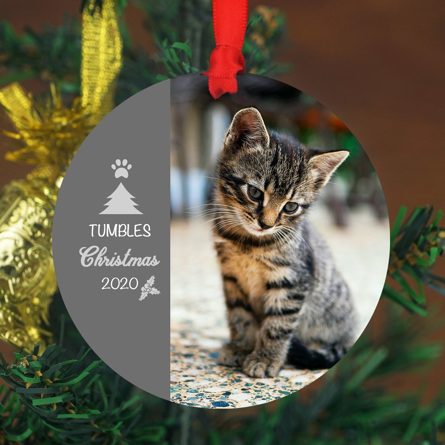 Cat's Christmas Ornament - Photo Ornament - Christmas Ornament- Personalized Christmas Ornament - First Christmas - Pet Christmas