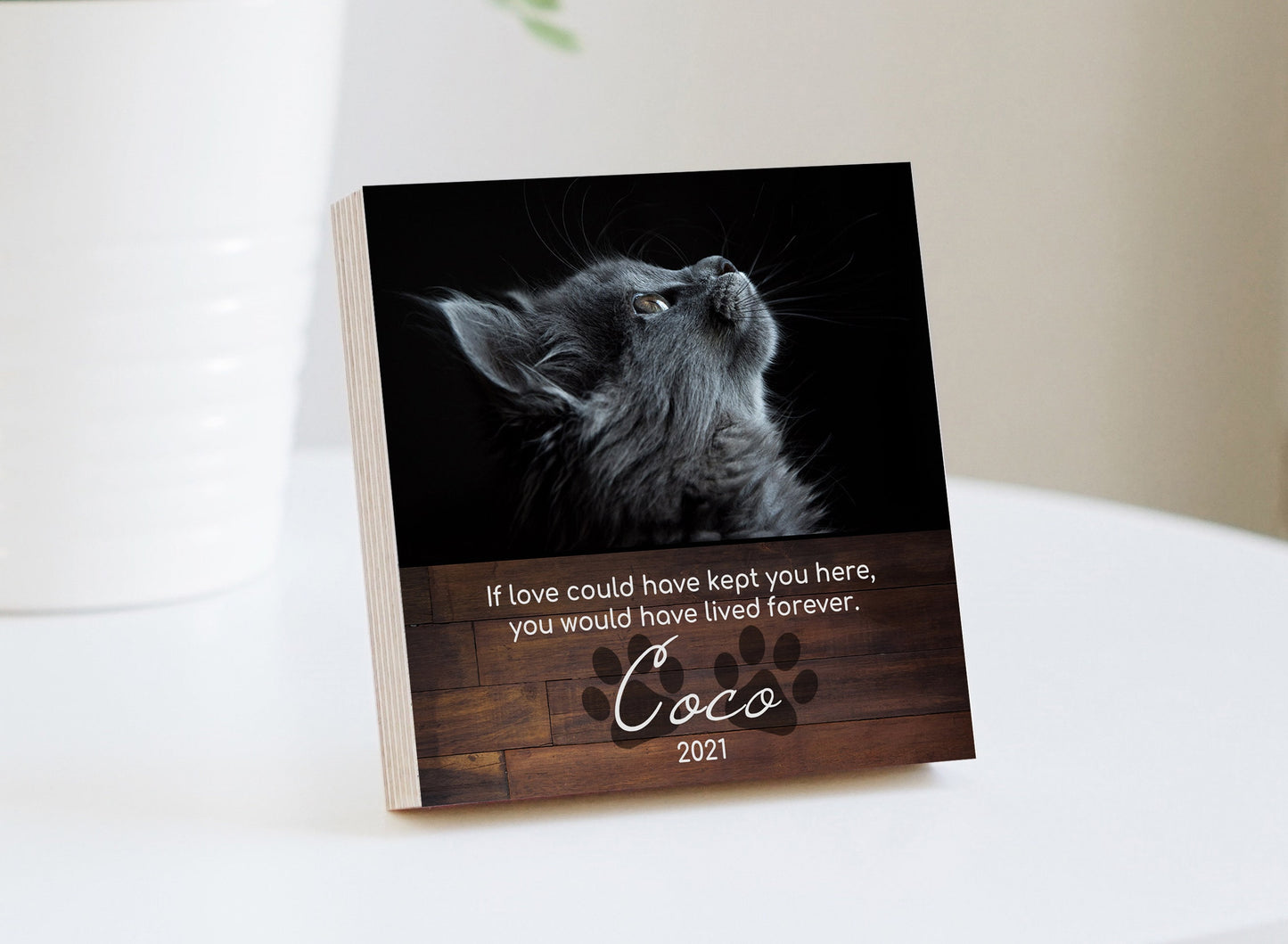 Personalized Cat Memorial Gift - Printed 4" or 6" Photo Block - Cat Memorial Frame - Cat Keepsake - Cat Sympathy Gift For Cat Loss Pet Loss