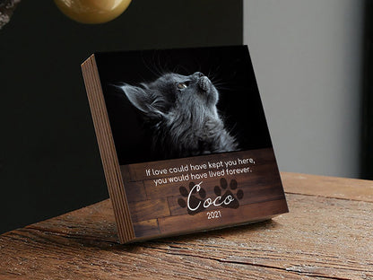 Custom Cat Memorial Photo Block with Photo, Name & Dates - Shiner Photo