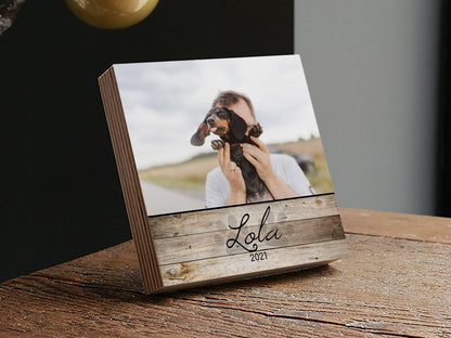 Personalized Pet Photo Frame Printed 4" or 6" - Wood Photo Block - New Dog Frame, Dog Photo Gift, Personalized Pet Photo, New Pet Gift - Shiner Photo