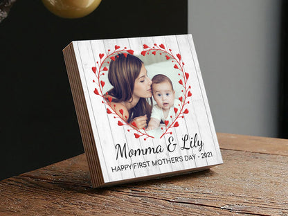 Personalized First Mother's Day Gift - 4" or 6" Photo Block - New Mom Gift - New Family Photo - Gift For Mother's Day - Mothers Dat Frame - Shiner Photo