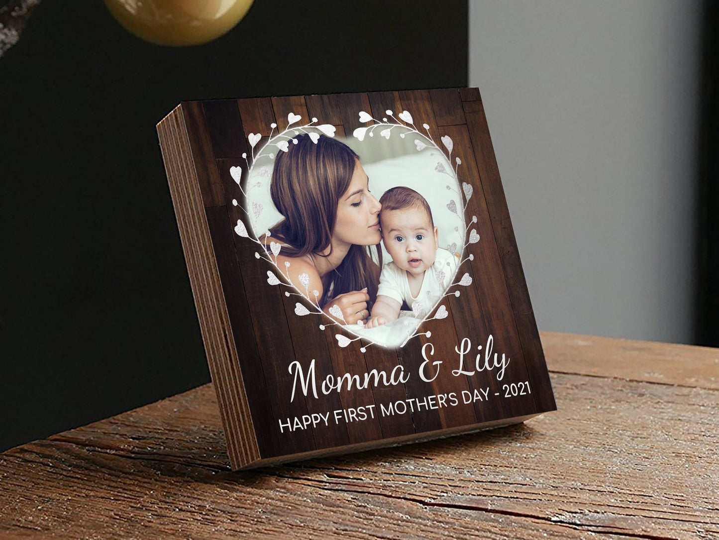 Happy First Mother's Day Gift- 4" or 6" Personalized Photo Block - New Mom Gift - Wife Gift Picture - New Family Photo Gift For Mother's Day