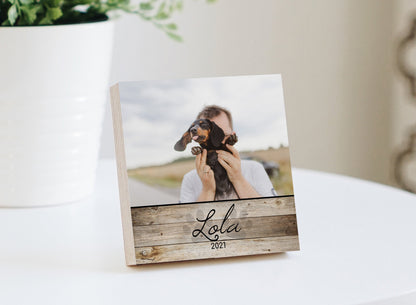 Personalized Pet Photo Frame Printed 4" or 6" - Wood Photo Block - New Dog Frame, Dog Photo Gift, Personalized Pet Photo, New Pet Gift