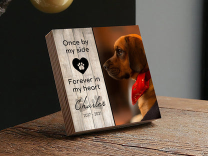 "Once By My Side" Dog Memorial Photo Block, Personalized - Shiner Photo