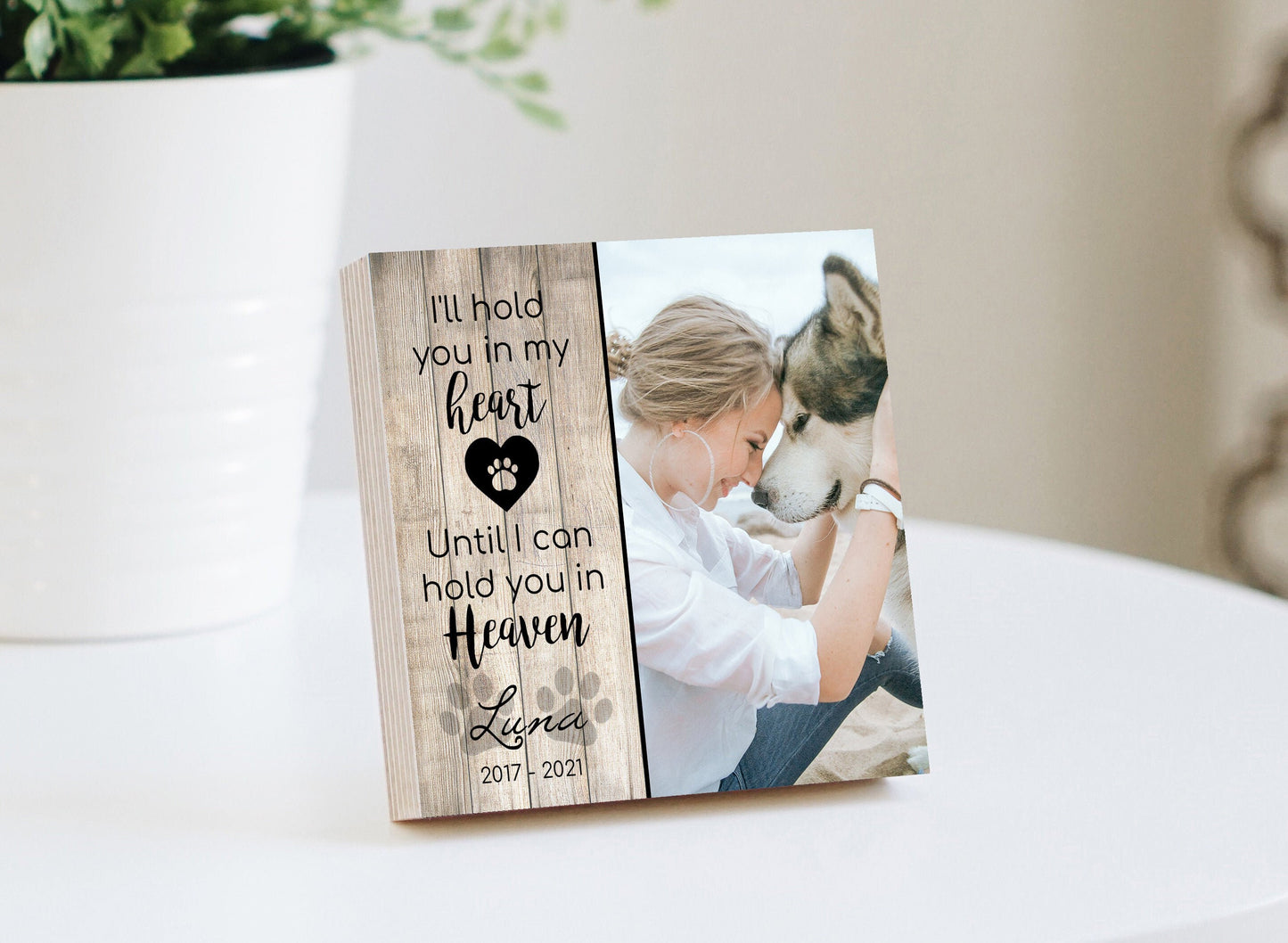 Personalized Pet Sympathy Memorial - Printed Photo Block 4" or 6" w/ Handwritten Card -Dog Memorial Frame Dog Sympathy Gift Dog Remembrance