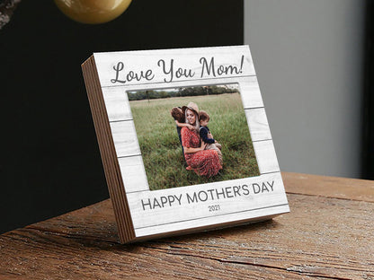 Personalized Mother's Day Gift Frame "Love You Mom" - 4" or 6" Photo Block w/ Handwritten Card - Mother's Day Gift for Mom - Gift for Mom - Shiner Photo