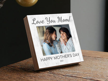 Personalized Mother's Day Gift Frame "Love You Mom" - 4" or 6" Photo Block w/ Handwritten Card - Mother's Day Frame - Gift for Mom - Shiner Photo