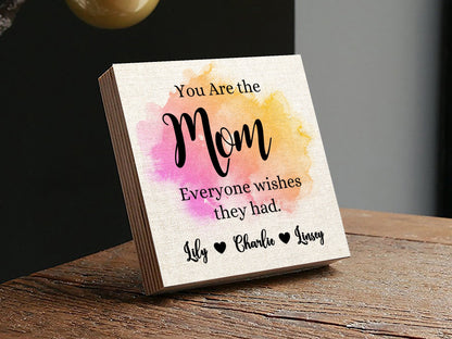 Personalized Mother's Day Gift - 4" or 6" Personalized Photo Block - Mother and Child Frame - New Family Photo Gift For Mom - Mommy Gift - Shiner Photo