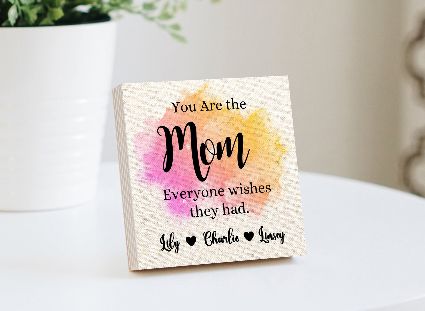 Personalized Mother's Day Gift - 4" or 6" Personalized Photo Block - Mother and Child Frame - New Family Photo Gift For Mom - Mommy Gift
