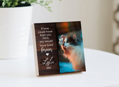 Personalized Cat Memorial Printed 4" or 6" - Wood Photo Block - Cat Memorial Frame - Cat Keepsake - Cat Sympathy Gift For Cat Loss Pet Loss