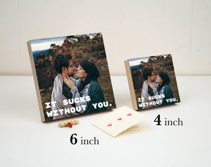 Valentine's Gift Box for Boyfriend Gift Box - Photo Block 4" or 6" - Valentine's Gift For Her - Heart Valentine Gifts - Gift For Her or Him - Shiner Photo