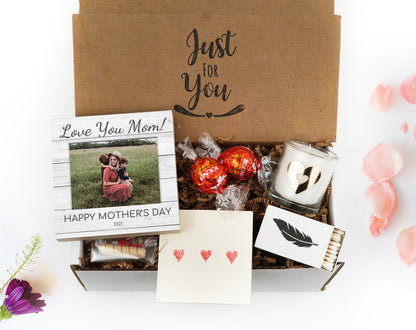Personalized First Mother's Day Gift Box - Love You Mom - Photo Frame 4" or 6" Gift Box - Mother's Day Frame - Gift for Mom - New Baby Gift