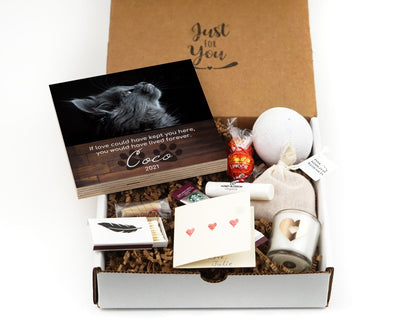 Cat Memorial Gift Box with Photo Block and Sympathy Card - Shiner Photo