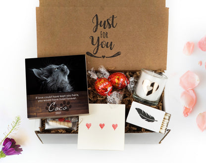 Personalized Pet Sympathy Gift Box - Memorial Frame 4" or 6" - Cat Memorial Gift - Cat Loss Gift Box - Cat Memorial Frame - Spa Gift Box