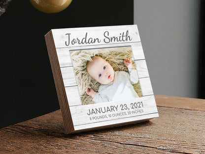 Personalized Baby Frame - 4" or 6" Photo Block - New Baby Gift - Gifts for Baby - Newborn Gifts - Baby Gifts - Personalized Baby Name Gift - Shiner Photo