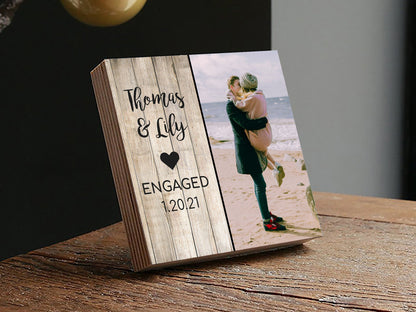 Personalized Engagement Frame Gift - Custom Photo Block 4" or 6” - Spa Gifts - Newly Engaged Gift for Couple - Engagement Gifts - Shiner Photo