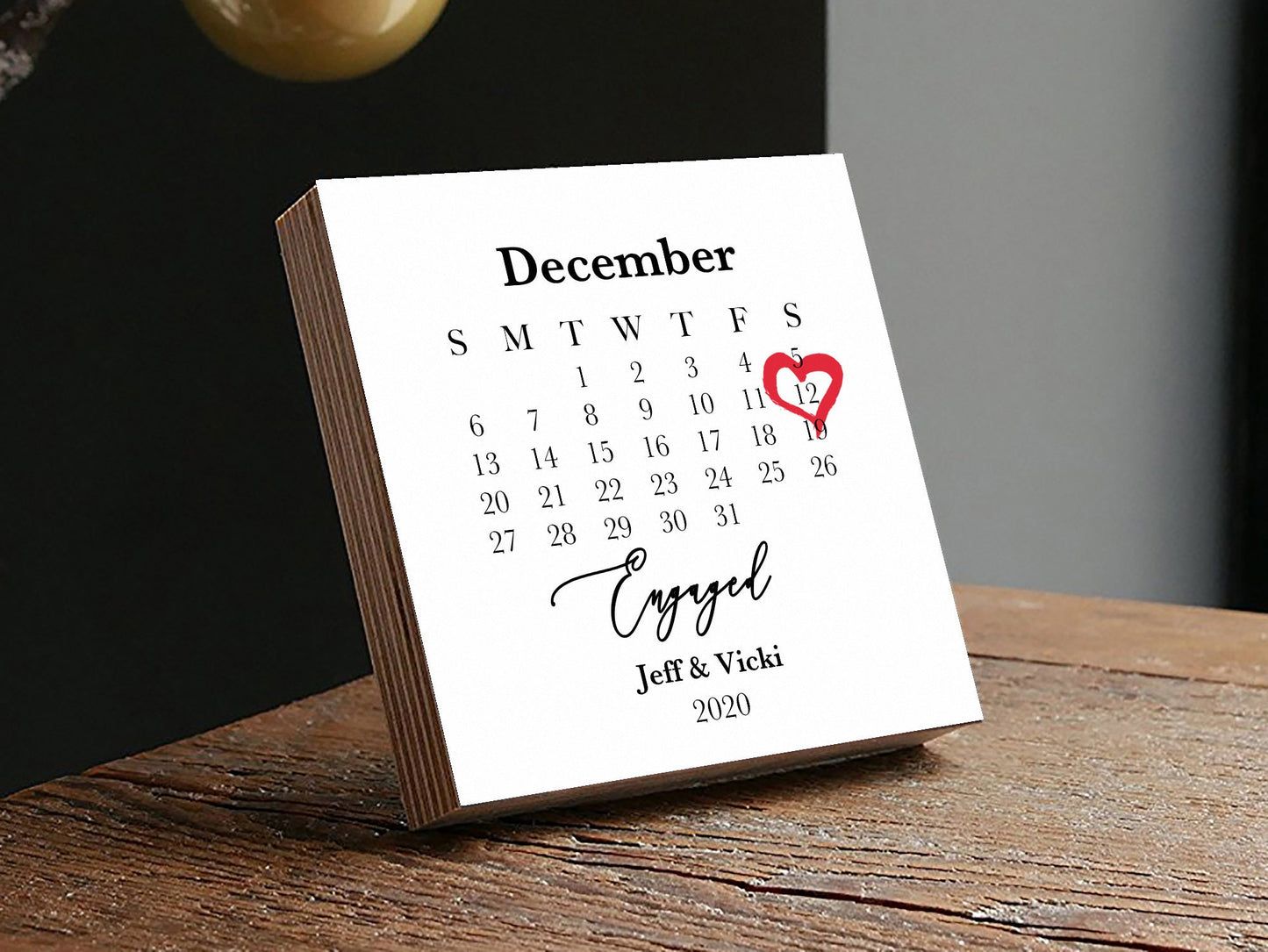 Personalized Engaged Calendar Frame 4" or 6" Custom Photo Block - Calendar Engagement Gift - Engagement Announcement- Wedding Date Momento