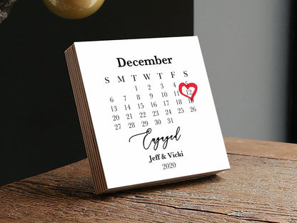 Personalized Engaged Calendar Frame 4" or 6" Custom Photo Block - Calendar Engagement Gift - Engagement Announcement - Wedding Date Momento - Shiner Photo