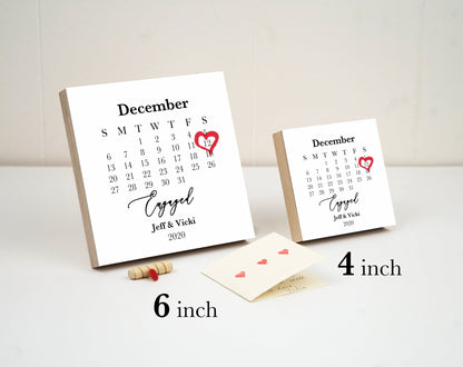 Personalized Engaged Calendar Frame 4" or 6" Custom Photo Block - Calendar Engagement Gift - Engagement Announcement - Wedding Date Momento - Shiner Photo