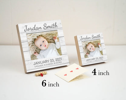Personalized Baby Frame - 4" or 6" Photo Block - New Baby Gift - Gifts for Baby - Newborn Gifts - Baby Gifts - Personalized Baby Name Gift - Shiner Photo